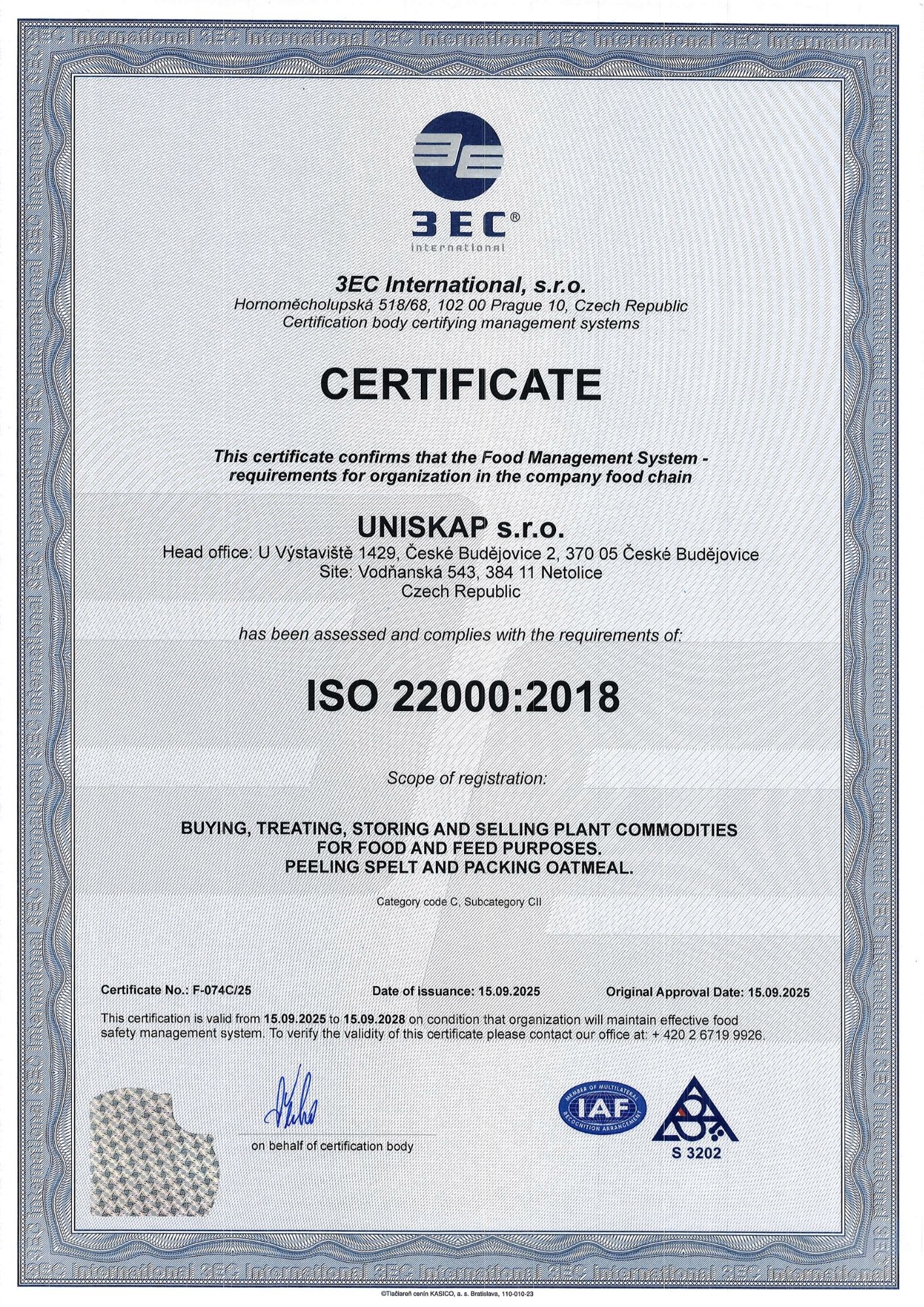 UNISKAP_ISO 22000_EN